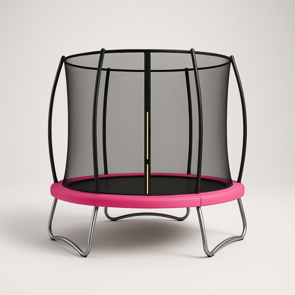 Dětská trampolína s ochrannou sítí růžová ocel/polypropylen 150 cm-Larcalmo