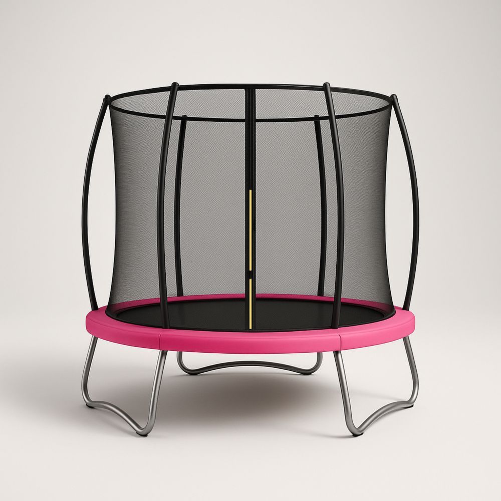 Dětská trampolína s ochrannou sítí růžová ocel/polypropylen 150 cm-Larcalmo