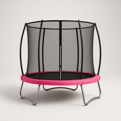 Dětská trampolína s ochrannou sítí růžová ocel/polypropylen 150 cm-Larcalmo