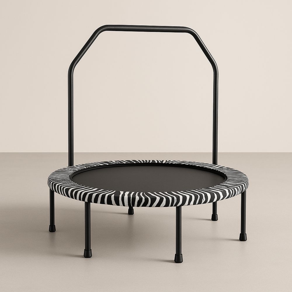 Dětská trampolína s madlem ocelová konstrukce černo-bílý vzor 100 cm-Larcalmo