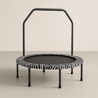 Dětská trampolína s madlem ocelová konstrukce černo-bílý vzor 100 cm-Larcalmo