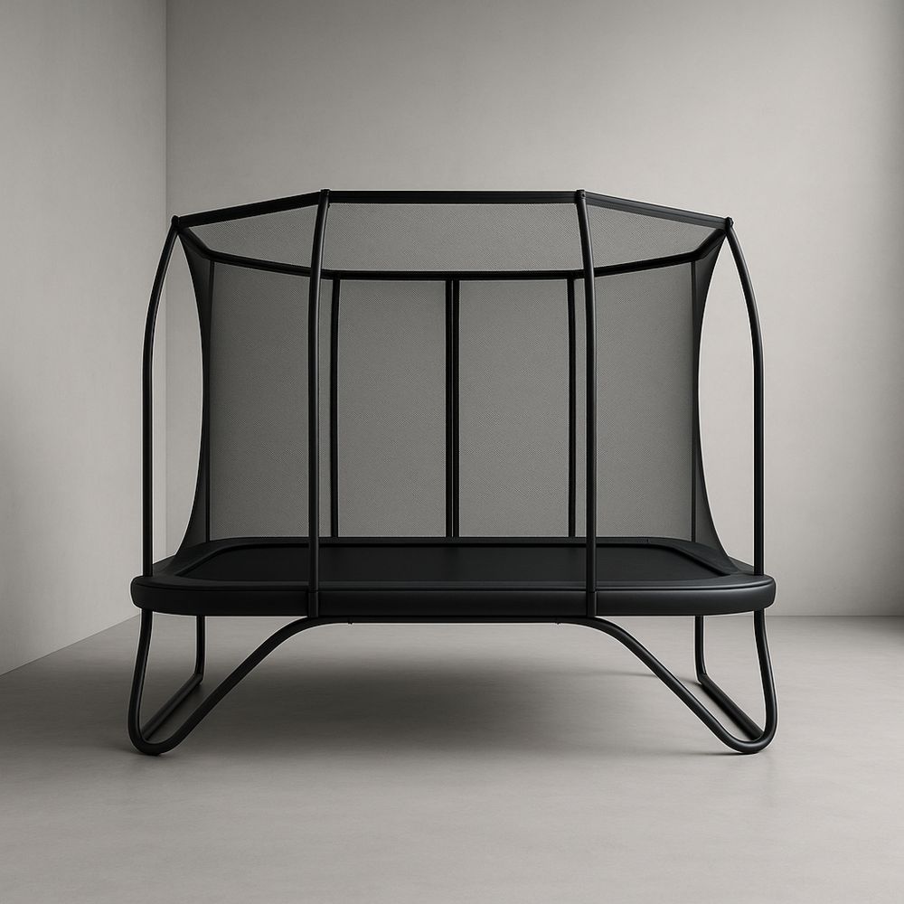 Trampolína pro děti černá kovová konstrukce s ochrannou sítí 220x130x180 cm-Larcalmo