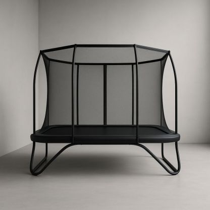 Trampolína pro děti černá kovová konstrukce s ochrannou sítí 220x130x180 cm-Larcalmo