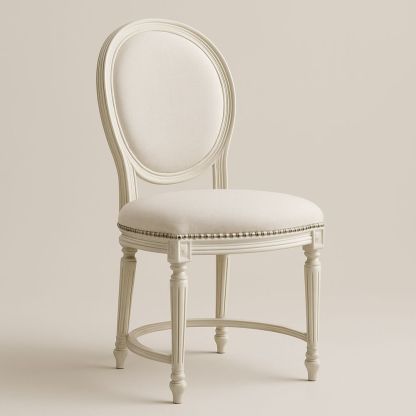 Spisebordsstol med ovalt ryglæn i linned og træben-decovivapt