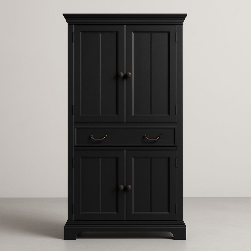 Sort Træ Skab med Døre og Skuffe-decovivapt