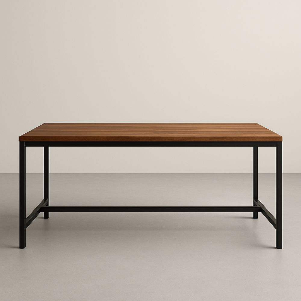 Rektangulært valnød spisebord med metalben 200x100x75 cm-decovivapt