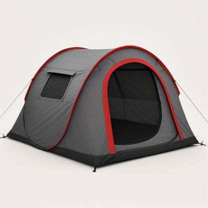 Pop-up telt i polyester grå/rød 200cm x 150cm x 130cm til 2 personer-decovivapt