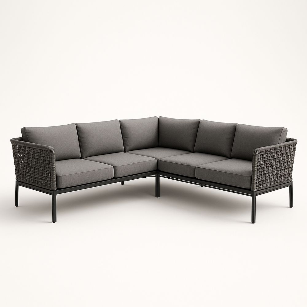 Udendørs hjørnesofa i aluminium og polyester Grå 240x240 cm-decovivapt