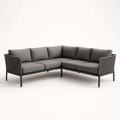 Udendørs hjørnesofa i aluminium og polyester Grå 240x240 cm-decovivapt