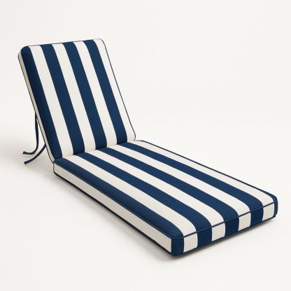 Stribet Udendørs Liggestol Pude Blå Hvid Polyester 200x70x10 cm-decovivapt