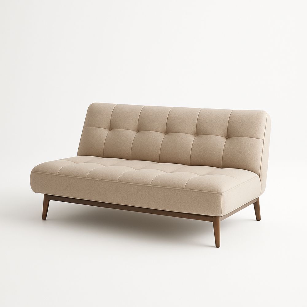 Beige stofsofa med træben 3-personers 200cm-decovivapt