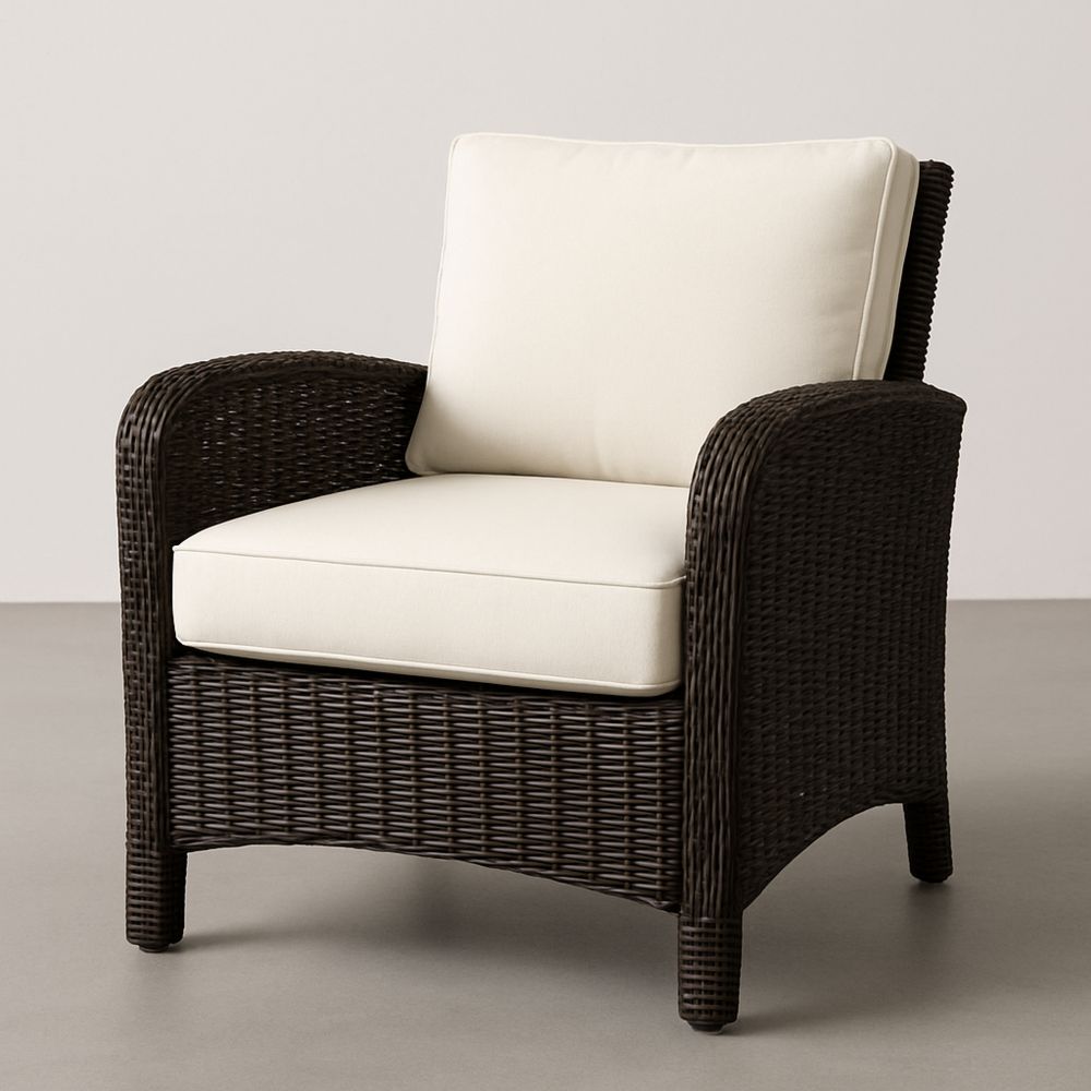 Stol i Polyrattan med Polyesterhynde Sort/Creme-decovivapt