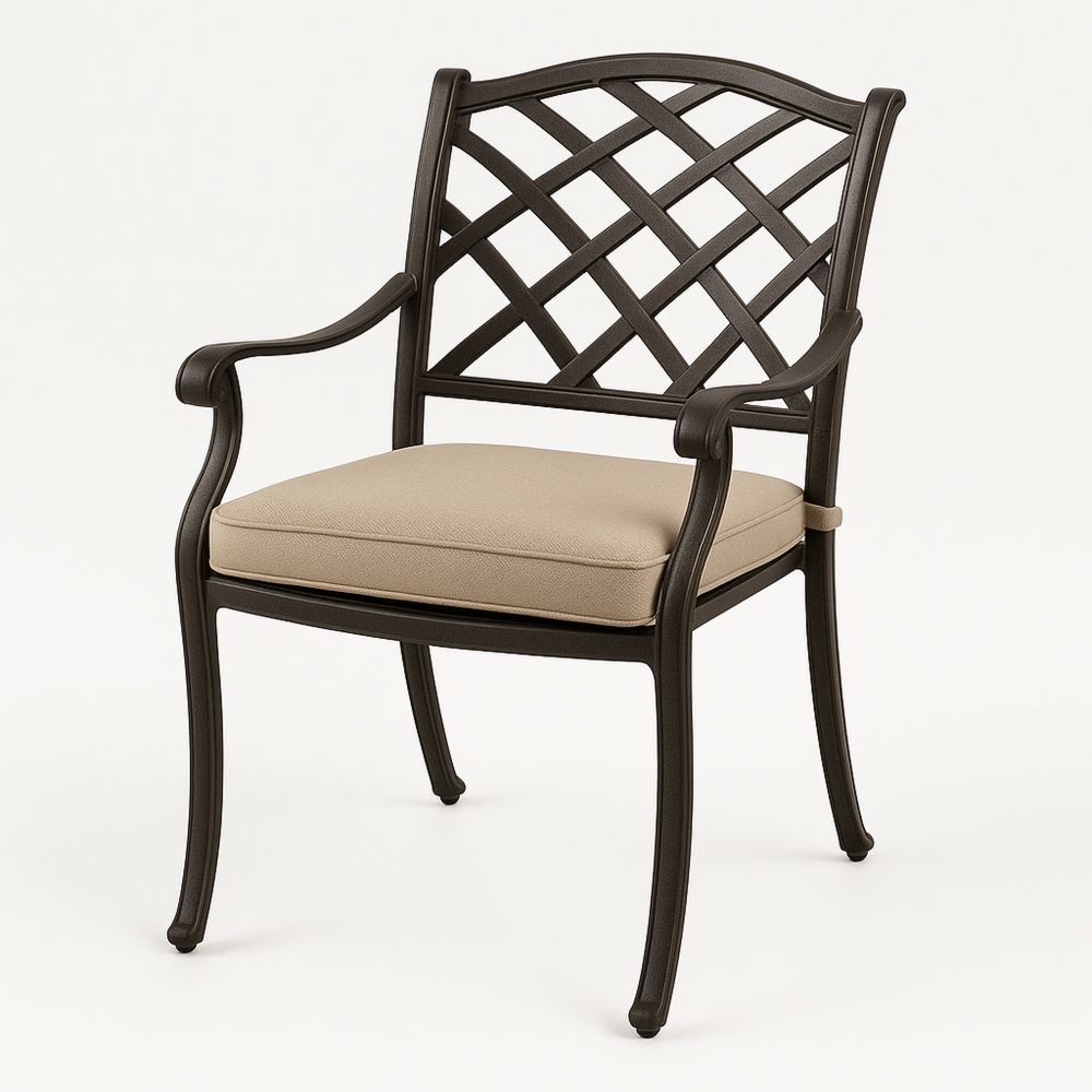 Have med armlæn aluminium polyester 57x60x88 cm brun/beige-decovivapt