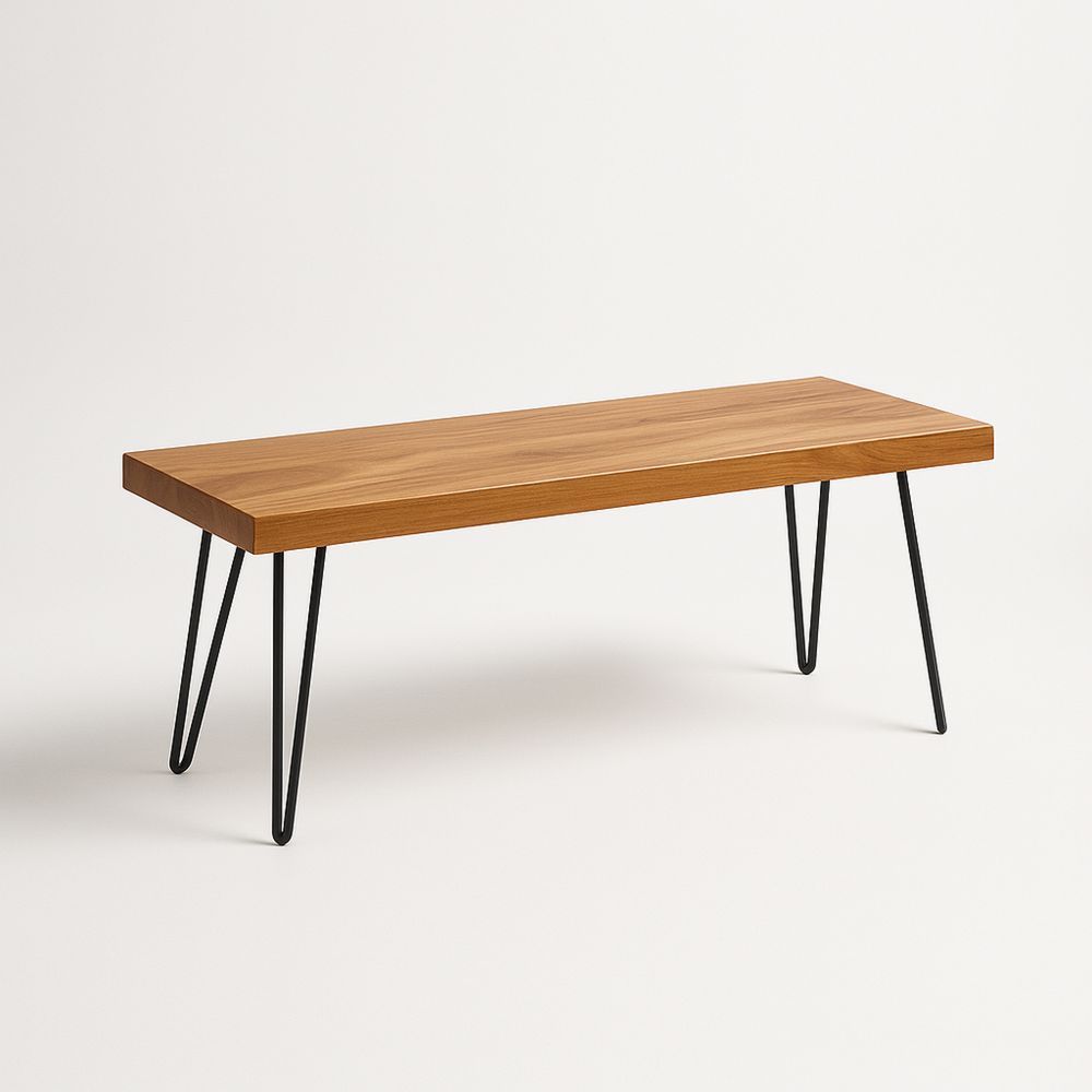 Træbænk med metalben i naturfarve-decovivapt