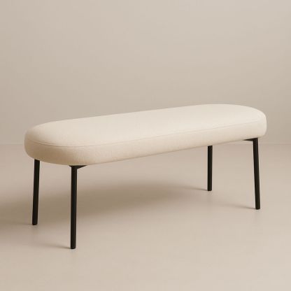 Beige bænk med polyesterstof og metalben 120 cm-decovivapt