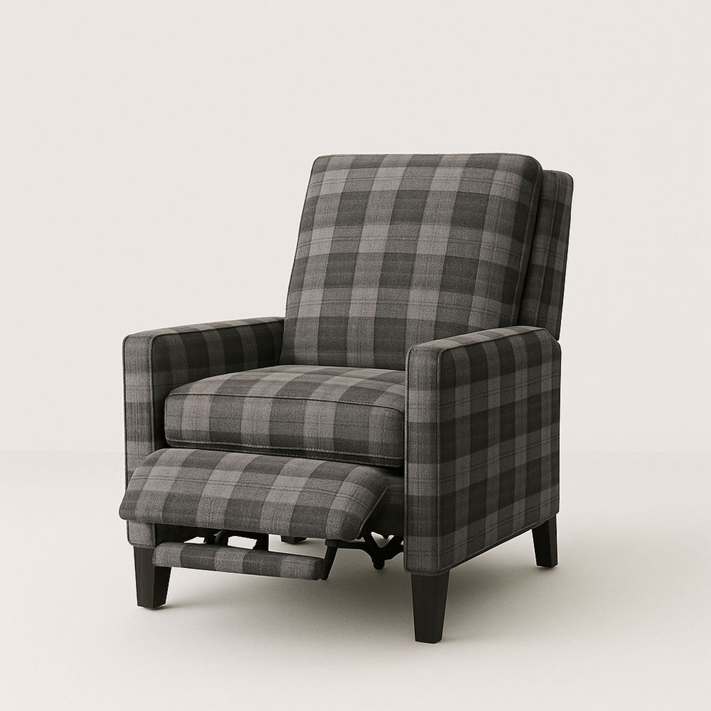 Gråternet Lænestol med Justerbar Fodstøtte, Stofpolstring og Træben-decovivapt