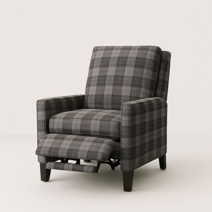 Gråternet Lænestol med Justerbar Fodstøtte, Stofpolstring og Træben-decovivapt