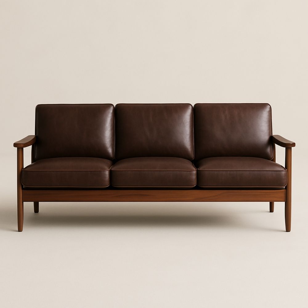 Brun Lædersofa med Træramme 200cm-decovivapt