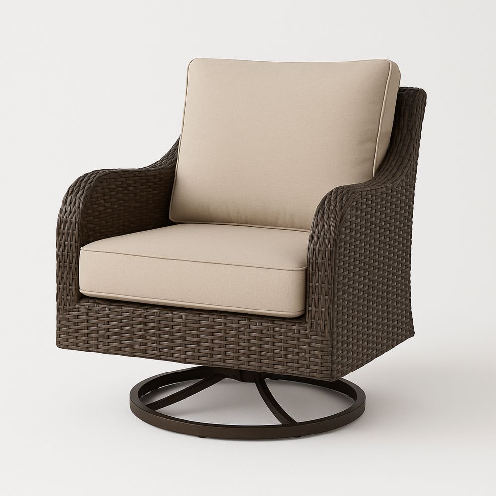 Udendørs Lænestol i Polyrattan med 360 Graders Rotation Brun/Beige-decovivapt