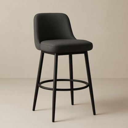 Høj barstol med mørkegrå polstersæde og metalramme-decovivapt