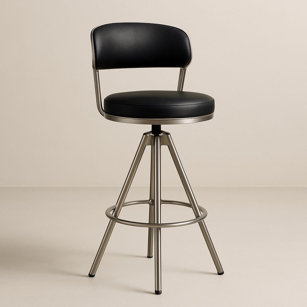 Barstol med PU-lædersæde og Metalben Sort-decovivapt