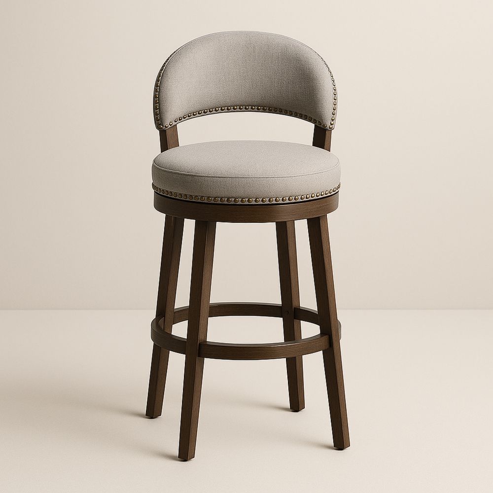 Barstol i polyester og valnøddetræ med drejesæde-decovivapt