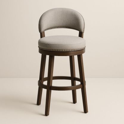 Barstol i polyester og valnøddetræ med drejesæde-decovivapt