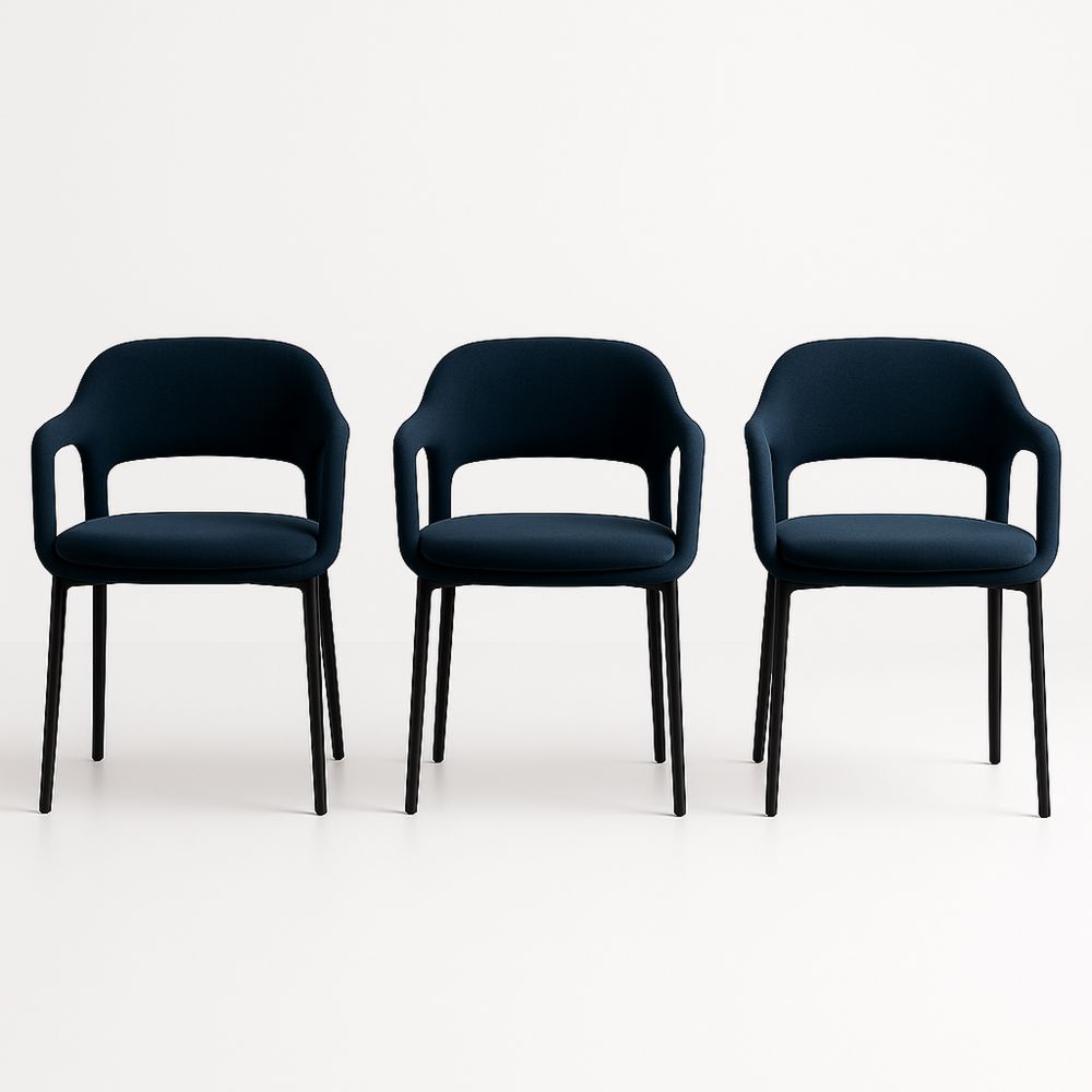 Sæt af mørkeblå stole i polyester med stålben-decovivapt