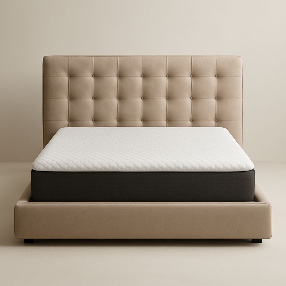 Beige sengestel med memory foam madras 200x180 cm-decovivapt