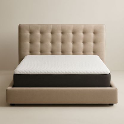 Beige sengestel med memory foam madras 200x180 cm-decovivapt