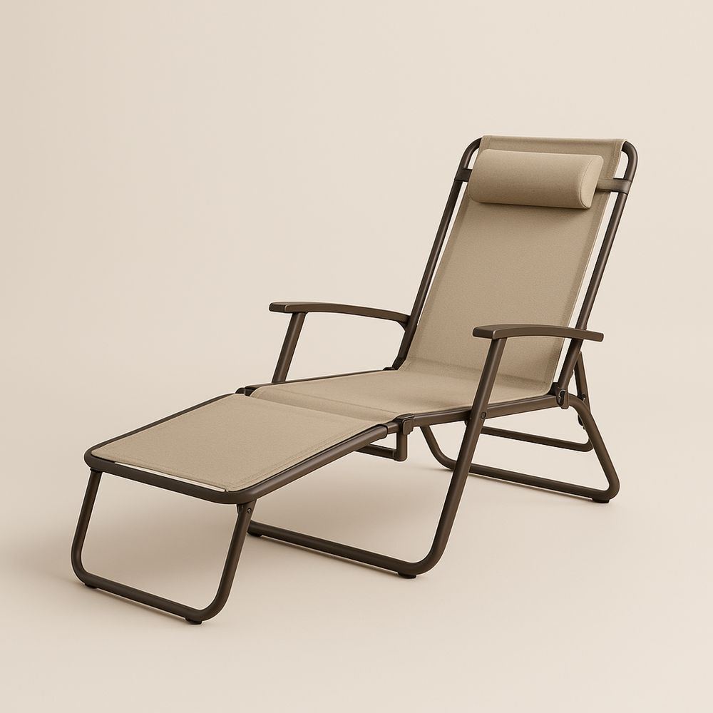 Udendørs Liggestol Jern Polyester Beige Justerbar-decovivapt