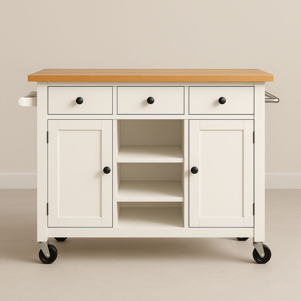 Køkkenvogn med MDF og Massivt Træ Bordplade-decovivapt