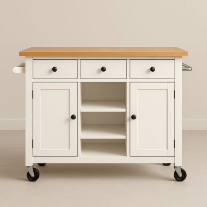 Køkkenvogn med MDF og Massivt Træ Bordplade-decovivapt