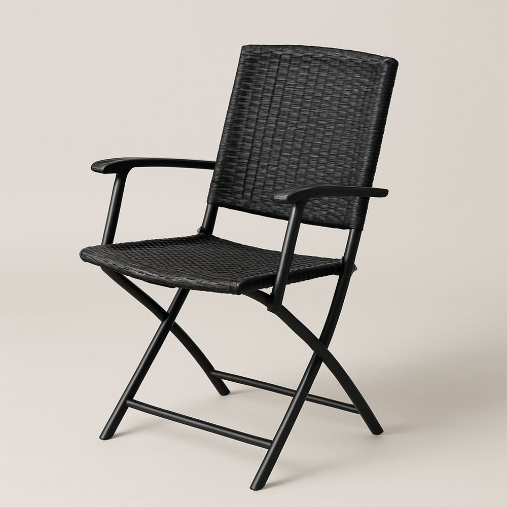 Sammenklappelig stol med armlæn i sort stål og polyethylen-decovivapt