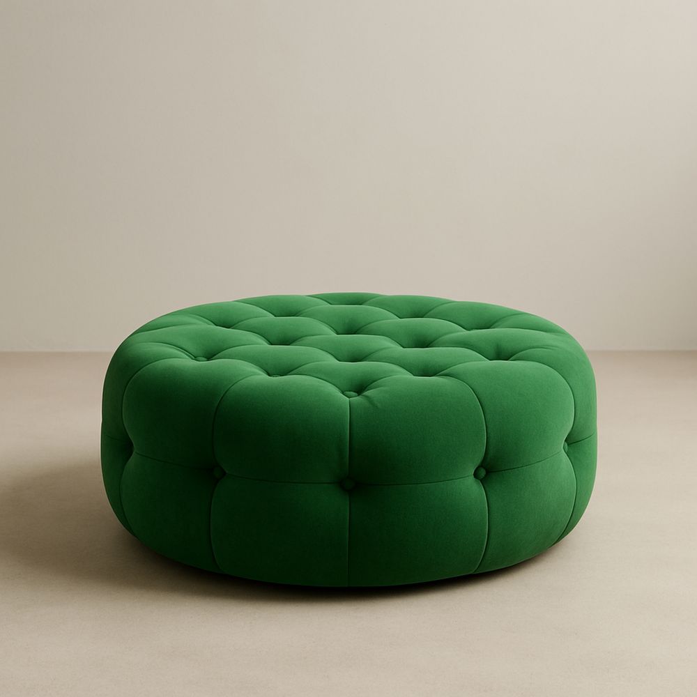 Rund grøn fløjl skammel 90 cm-decovivapt