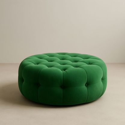 Rund grøn fløjl skammel 90 cm-decovivapt