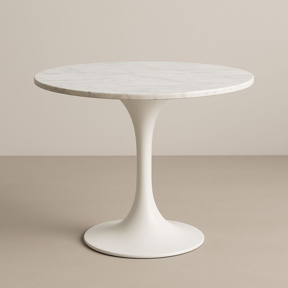 Rundt marmor spisebord 75 cm Hvid-decovivapt