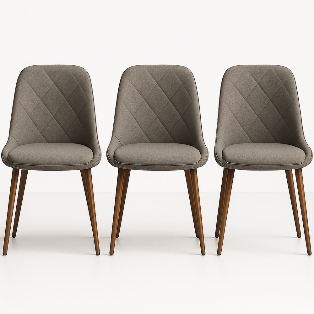 Spisestuestol Sæt 3 Stof Brun Træben-decovivapt