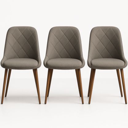 Spisestuestol Sæt 3 Stof Brun Træben-decovivapt