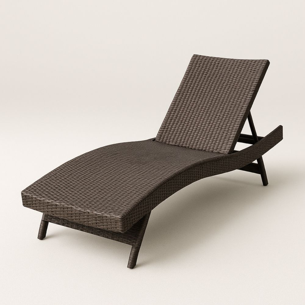 Brun udendørs liggestol i polyrattan 195x65x32 cm-decovivapt