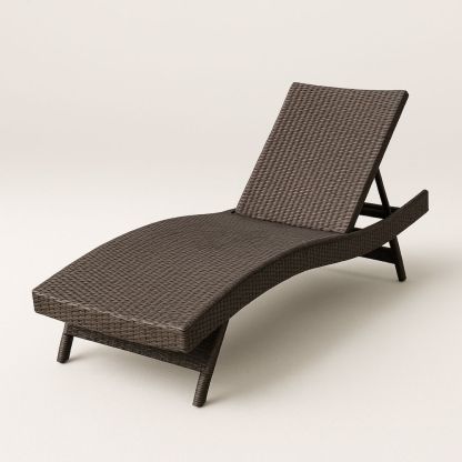 Brun udendørs liggestol i polyrattan 195x65x32 cm-decovivapt