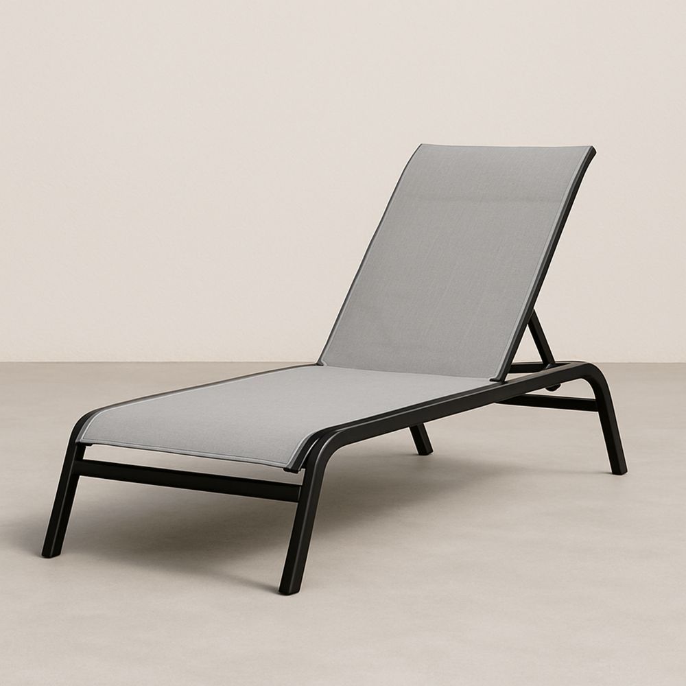 Udendørs liggestol med aluminiumramme og gråt polyesterstof-decovivapt