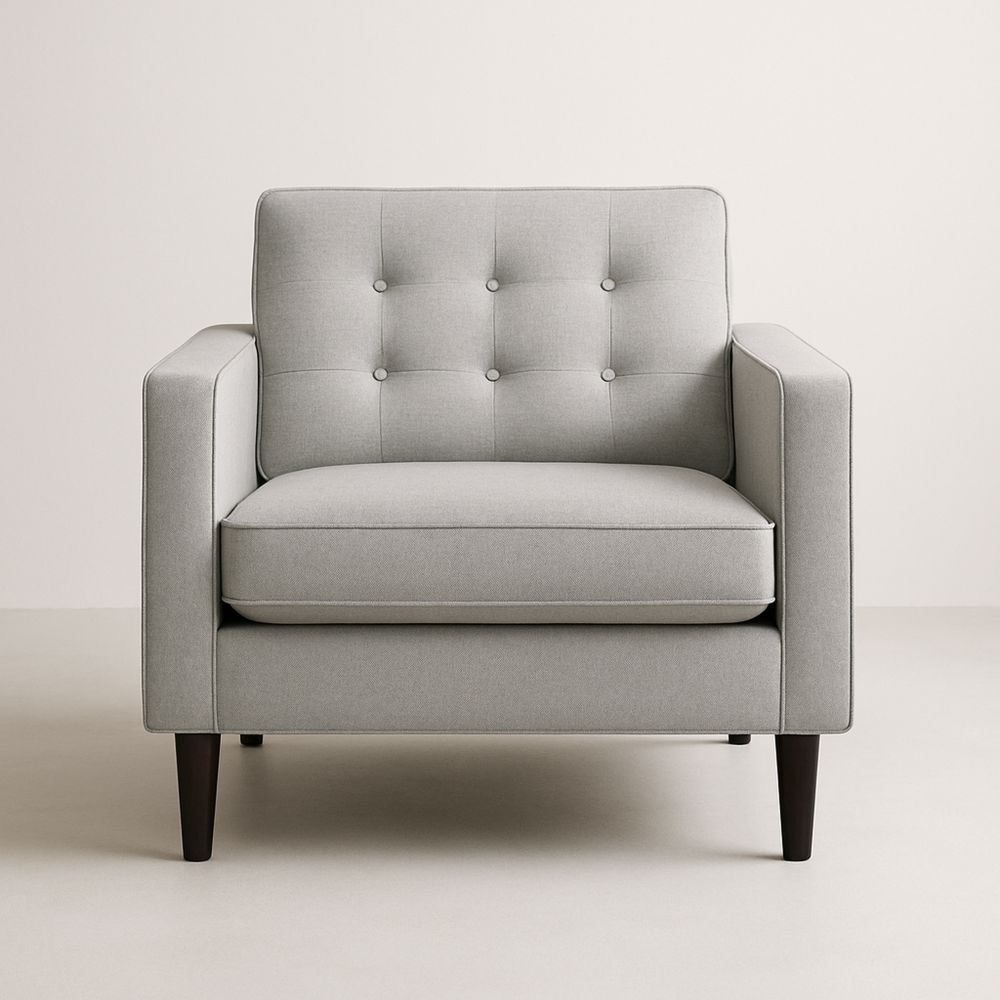 Grå lænestol polyester 85x90x80 cm med træben-decovivapt