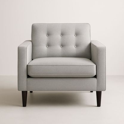 Grå lænestol polyester 85x90x80 cm med træben-decovivapt