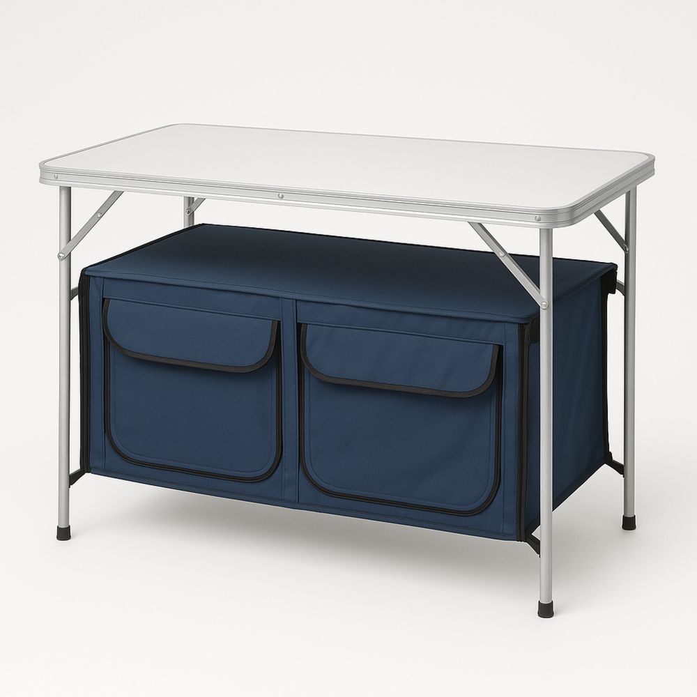Campingbord med opbevaring i aluminium og polyester 120x60x72 cm-decovivapt