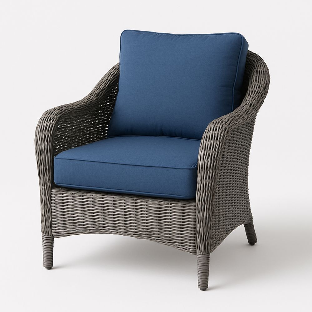 Udendørs stol i flettet polyethylen med polyesterpuder Grå/Blå-decovivapt