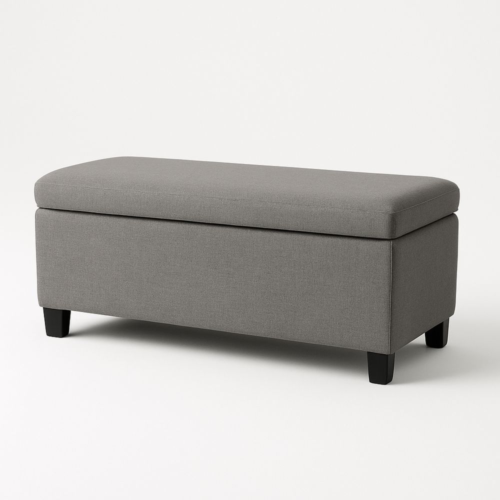 Opbevaringsbænk grå stof 120cm-decovivapt