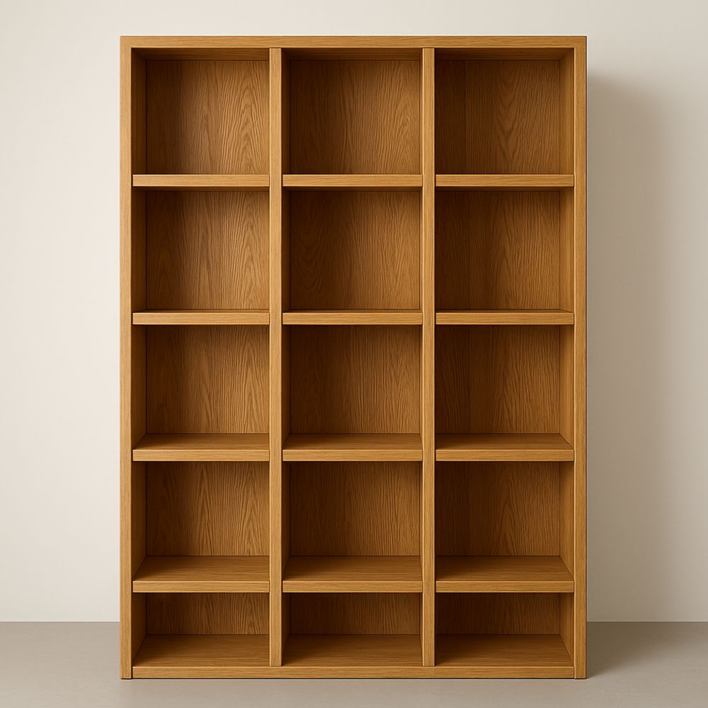 Bogreol i egetræ 12 rum 180 cm-decovivapt