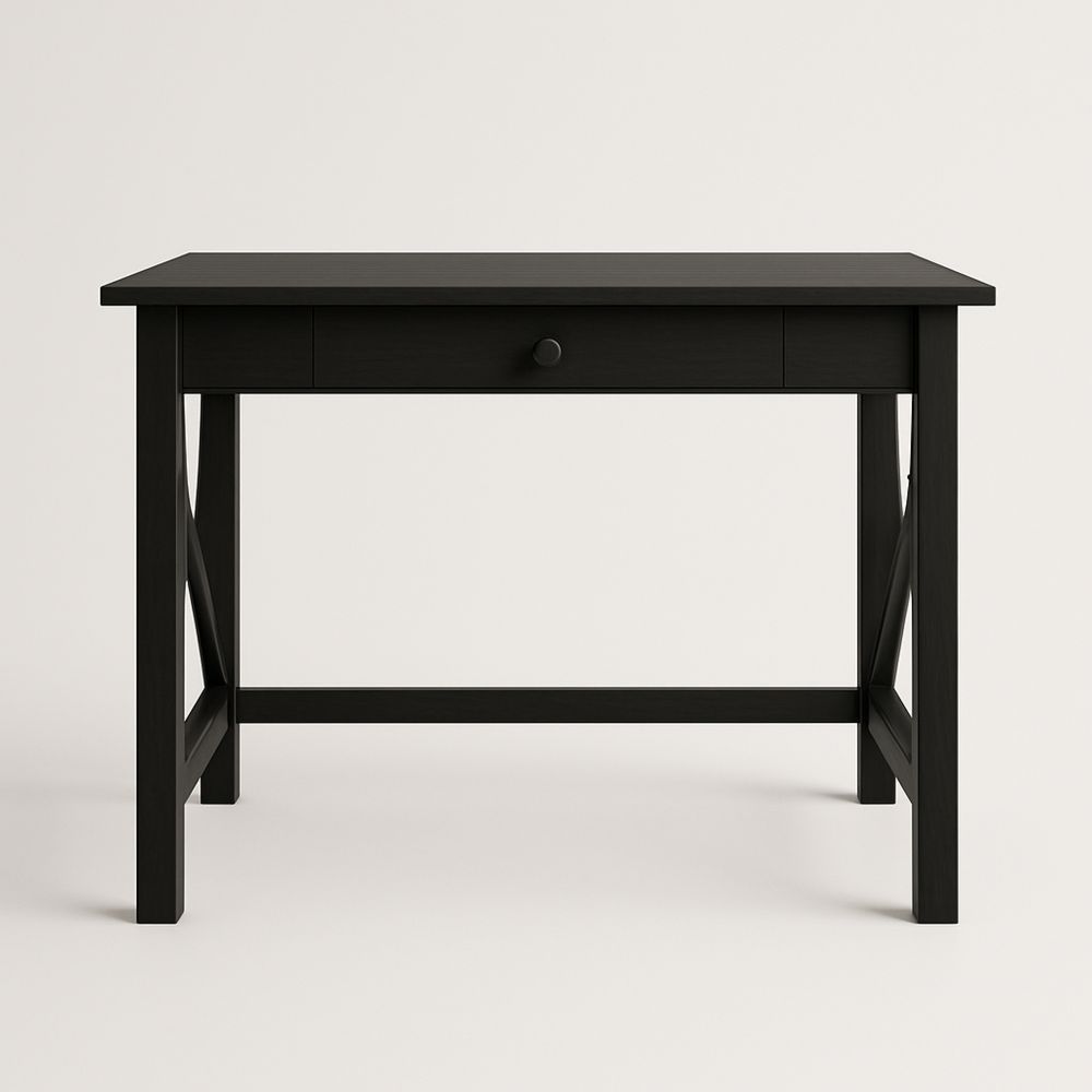 Sort skrivebord med skuffe i MDF 120x60x75 cm-decovivapt