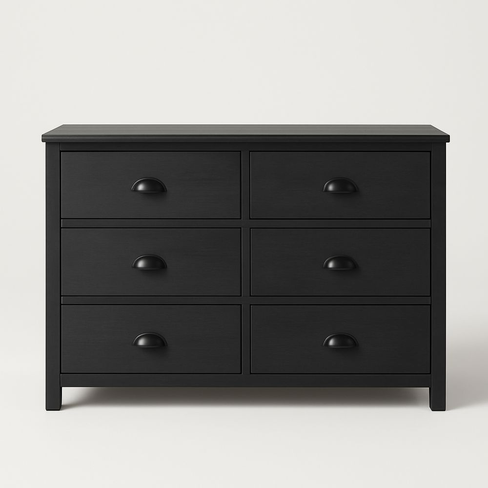 Sort Kommode med 6 Skuffer i Træ 120x77x40cm-decovivapt